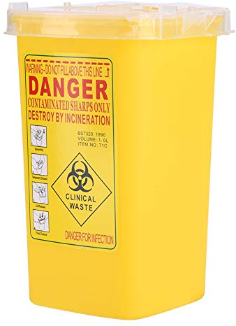 Kanülenabwurfbehälter, Kunststoff Nadel Container, Entsorgung 1L Größe Sharps Container, Yellow