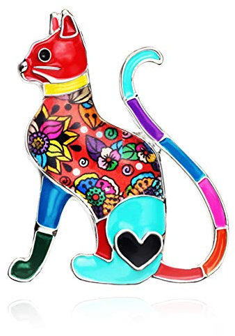 NEWEI Émail Chaton Chat Broche De Mode Pour Les Femme Filles Étiquettes De Cadeaux De Chat Décorations (Multicolore)