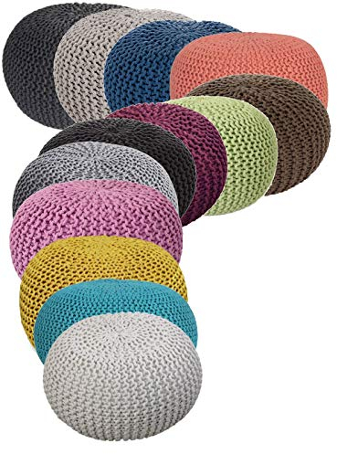 Northam Sitzhocker - Sitzpuff/Pouf/Sitzpouf Grobstrick-Optik Ø in ver. Farben (Grün)