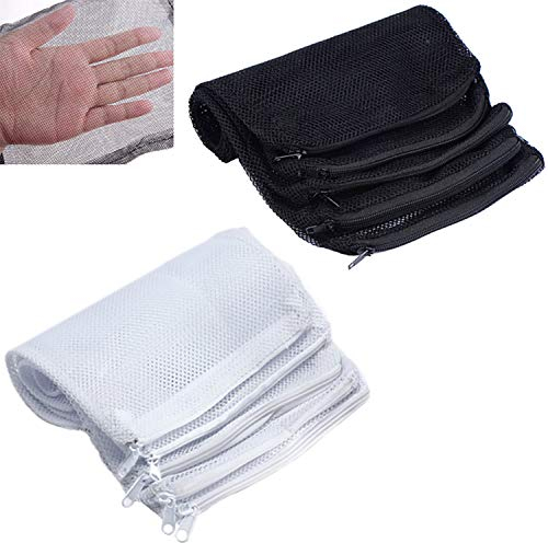 CESFONJER 20 Stücke Aquarium Filtertüten, Wiederverwendbare Filter Socken, Kordelzug Nylon Mesh Filter Medientasche für Aquarium Garten Teich, 15x20CM (Weiß und Schwarz)