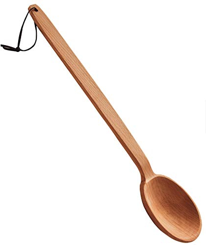 ECOSALL Heavy Duty Large Wooden Spoon 18-inch, Long Handle Cooking Tool With a Scoop. Nonstick Big Spoon for Stirring Mixing Cajun Crawfish Boil Wall Décor. Super Strong Sturdy Giant Hardwood Untesil