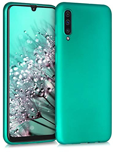 kwmobile Case kompatibel mit Samsung Galaxy A50 Hülle - Schutzhülle aus Silikon metallisch schimmernd - Handyhülle Metallic Türkis
