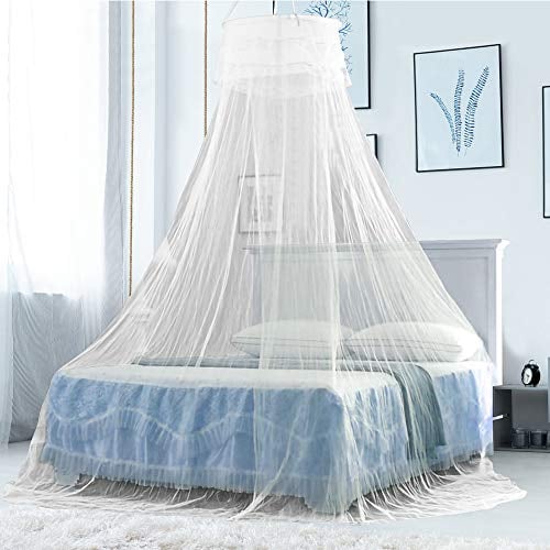 DECARETA Moskitonetz Bett Doppelbett Großes Mückennetz Weisses Mückenschutznetz 60 * 260 * 1100 cm Fliegennetz Rund Insektennetz Bett für Doppelbett Einzelbett Kinderbett Camping zu Hause