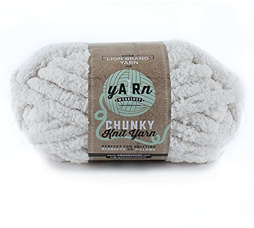 Lion Brand Yarn AR Workshop Chunky Knit, Jumbo Chenille Yarn for Knitting, Crochet, and Crafts, Husk, 1 Pack
