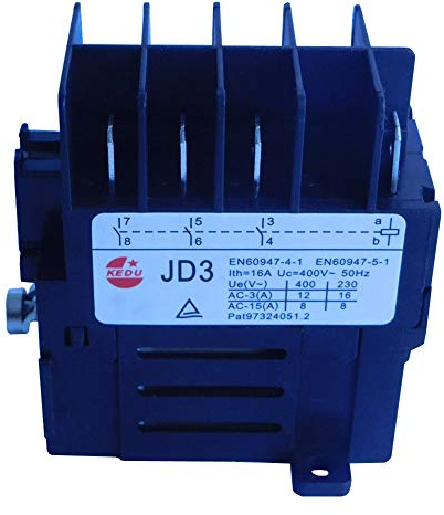 KEDU JD3 - Relè elettromagnetico a 8 poli KJD11, relè elettromagnetico, interruttore per dispositivi elettrici, protezione con interruzione di corrente e protezione da sottotensione, 4NO 400V 16A 50Hz