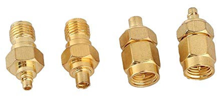 4-teiliger MCX-zu-SMA-Adapteranschluss, Messing-MCX-zu-SMA-Adapter aus vernickeltem Messing, 50 Ohm Impedanz für Antennenradio