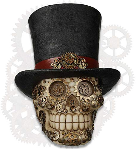 mtb more energy Deko Totenkopf ''Steampunk TickTock'' - Uhrwerk Zahnräder und Zylinder - Höhe ca 16 cm -Totenschädel Figur Dekoration