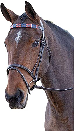 Shires Blenheim Polo-Stirnband, Leder, Rot/Marineblau, Cob, Rot/Marineblau