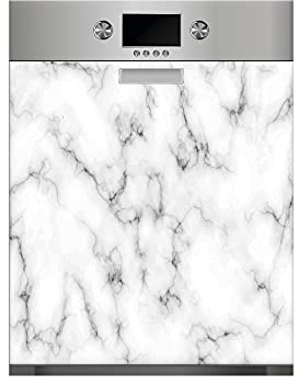 Oedim Vinyle pour lave-vaisselle en marbre blanc et noir, vinyle décoratif pour lave-vaisselle, décoration cuisine, autocollant lave-vaisselle