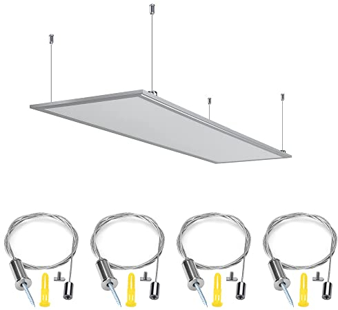 OTTYMO 4 Pcs Aufhängung Drahtsei Einstellbar Edelstahlseil Verschleißfest Stahlseil mit Ösen Maximale Belastung 20kg Drahtseilhalter Universal Abhängeset für Lampen, Aufhänger, Werbeleuchtkästen