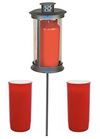 Laterne mit 3 Öllichtern, auf Stab; 21 cm hoch; 3 x 108 Stunden Brenndauer