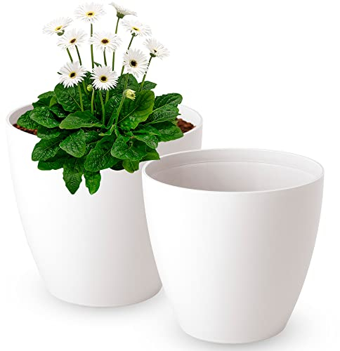 ActivoTex Lot de 2 pots décoratifs d'intérieur en plastique pour plantes d'extérieur 21 cm