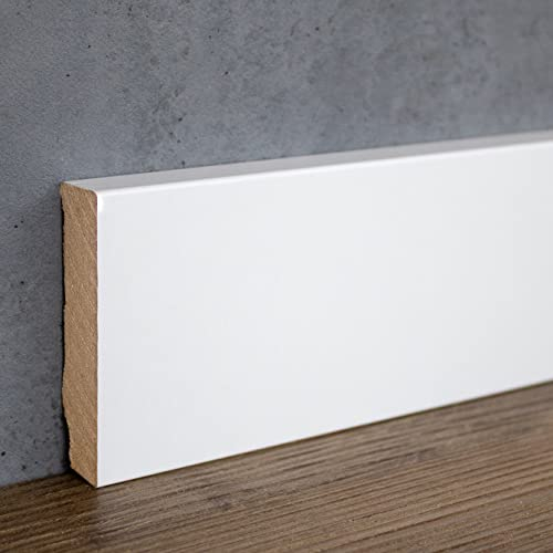 PROVISTON | Sockelleiste | Eckiges Profil | 16 x 70 x 2500 mm | MDF foliert | Weiß | annährend RAL 9016 | Klassische Fußleiste | 25 Meter