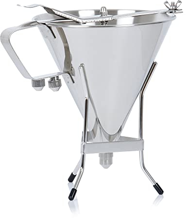 Mahlzeit Dosificador de Masa de Acero Inoxidable | Salida Ø 0,3-1 cm | con Abertura, Llave de Paso y Soporte | Dispensador de Masa | Embudo de Relleno, Llenado | Panadería