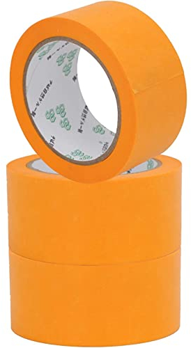 Trintion 24X Rollen Goldband 50mm x 50m Abdeckband Entfernbar Klebeband Malerband Rückstandfrei Maler Abklebeband für Automotive Dekoration Malerarbeiten ohne Lösungsmittel Soft Tape