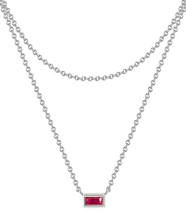 GLANZSTÜCKE MÜNCHEN Damen Kette 925/- Sterling Silber rhodiniert Korund rosa Silberhalskette