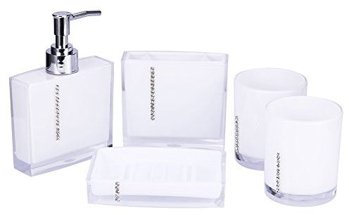 Attrezzatura per il Bagno Accessori per il Bagno Acrilico Viola 5 Pezzi Completo da Bagno in Acrilico Set di Accessori per il Bagno Tazza da Bagno Portaspazzolino Portasapone