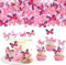 30 Stück 3D Schmetterling Tortendeko mit Kristall Doppelt Lagen Kunst Butterfly Cupcake Toppers Geburtstag Torten Deko für Baby Dusche Geburtstag Party Kuchen Dekorationen Gemischte Dunkelrosa
