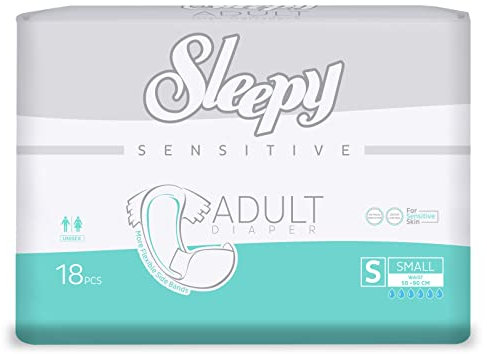 SOHO| Sleepy Windeln für Erwachsene, Unisex-Windeln für empfindliche Haut, Geruchskontrolle, Nässeindikator, bequem und verstellbar, maximale Saugfähigkeit und Auslaufschutz, Größe S - 50-90 cm, 18