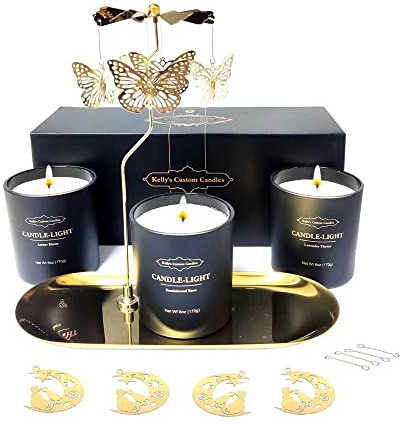 Schmetterlings-Geschenke für Frauen, Geburtstagsgeschenke für Mutter, drehbare Duftkerze (Katze + Schmetterling), Geschenke für Schwester, Mutter und Kollegen, einzigartige Geschenke für Frauen, die