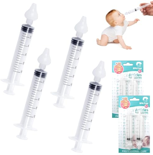 TZQFROCE Nasendusche Baby 4 Stück 10ml Nasenspülung Baby Tragbares Nasenspritze Kinder Wiederverwendbare Nasenreiniger Spritzen Nasenspülung mit Silikon-Nasensaugspitze für Neugeborene Kleinkind