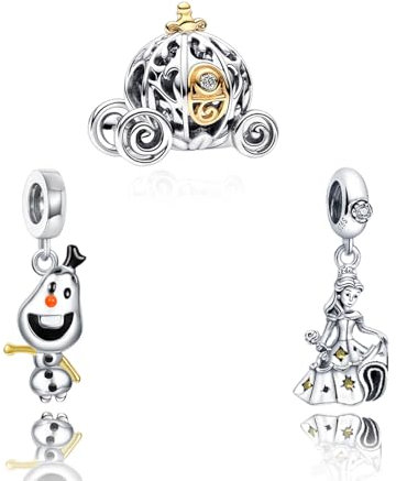 H.ZHENYUE Anhänger Charms 925 Sterling Silber Pumpkin Princess Snowman with Zirconia für Europäische Armbänder und Halskette,Schmuck Geschenk für Weihnachten,Valentinstag,Muttertag Pack von 3 Damen