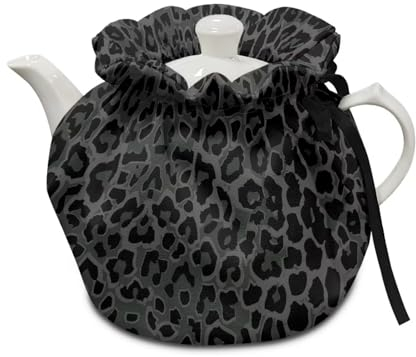 Poceacles Black Leopard Print Tea Pot Cosy Tea Cozy for Teapots Dust Cover Insulated Kettle Cover Breakfast Warmer for Home Kitchen Decorative Accessories