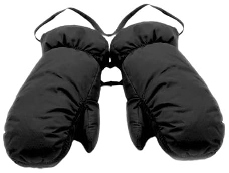 Ronyme Daunenfäustlinge, Handschuhe für kaltes Wetter, verdickt, für Herren und Damen, Winddicht, isoliert, für den Winter, Schneefäustlinge, Skifäustlinge, schwarz L