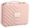 Kosmetiktasche Mit Beleuchtetem Spiegel, Make-up Tasche mit 3 Farben LEDs Licht, Schminktasche mit Trennwänden, 4K Schminkspiegel Kosmetikkoffer, Damen Reise Handtasche Kosmetika Organizer (Rosa)