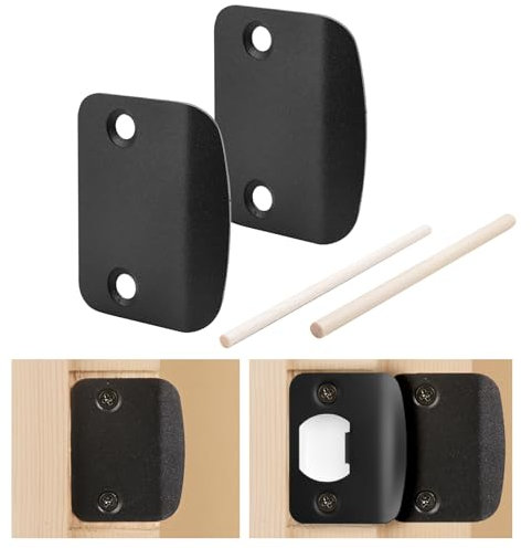 MOSECYOU Standard Blank Strike Plates, Door Front Trim/Jamb Extended Protector Plates, Strike Hole Filler Plates, Full Lip Round Corner, Cover Plates for Striker Opening/Receptacle(Matte Black)