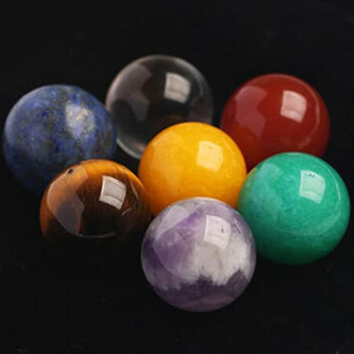 ICOBES 7 Pezzi di Perle di Cristallo di Rocca con Sette Sfere di Pietra Naturale burattate, Decorazione for la casa dell'ufficio