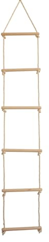 GICO Escalera de Cuerda Estable para niños de Madera con 6 peldaños, Capacidad de Carga de 75 kg, Producto de Calidad de emwe 22071