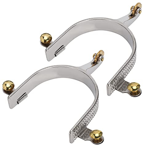 Sporen aus Edelstahl Retro Pferdesporen, 8 cm Innendurchmesser, Western Sporen, Pferdestiefel Sporen, Western Edelstahl Roping Sporen mit Messing Zahnrad Sporen Dekoration