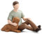 Carracci Mann mit Hund Figuren Statuen, Junge und Hund Freundschaft Gedenkgeschenke Geformte Handbemalte Figuren für Hundeliebhaber