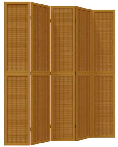 vidaXL Raumteiler 5-TLG., Paravent Faltbar, Trennwand für Innenbereich, Spanische Wand Sichtschutz Umkleide, Braun Massivholz Paulownia