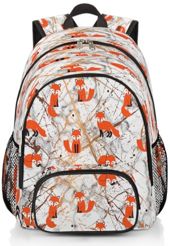 Kunst-Marmor-Textur, Fuchs-Rucksack, große Kapazität, Schulrucksack, Murmel-Rucksack, Wandern, Reisen, lässiger Laptop-Tagesrucksack für Kinder, Jungen, Mädchen, Männer, Frauen, farbig, XXL
