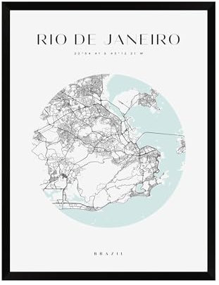 GP TONER Architektur Bilder Rio de Janeiro Poster Geometrische Stil Wanddekoration Moderne Wandkunst Poster Design 30x40 cm schwarzer Rahmen
