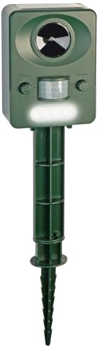 Exbuster Tierabwehr: Ultraschall-Solar-USB-Tierschreck mit Blitzlicht und PIR-Sensor, IP44 (Bewegungsmelder mit Blitzlicht, Katzenscheuche, Maus)