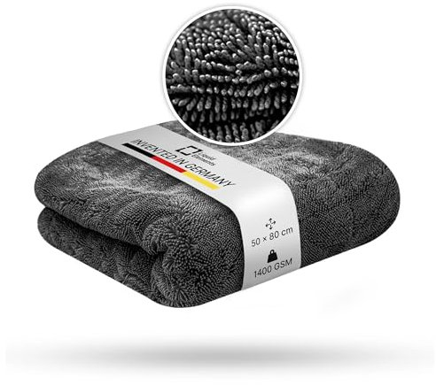 Liquid Elements – Auto Trockentuch Premium Black Hole XL 1400 GSM 50 x 80 cm – Mikrofasertuch zur Autopflege – extrem saugstark, fusselfrei & oberflächenschonend