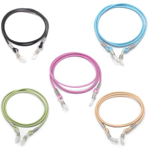 AYVRUOP Cordino per Occhiali, Cordino Occhiali, Laccio Occhiali, Cordoncino Regolabile per Occhiali in Silicone, Elastico per Occhiali da Vista per Attività all'aperto e Sport (Multicolore), 5 pezzo
