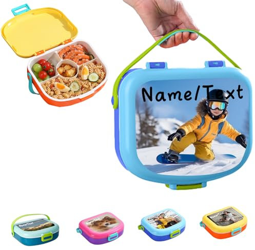 Wchenfans Brotdose Kinder,Brotdose Schule-Brotdose Kinder mit FäChern, Brotdose Schule Junge,Brotdose MäDchen Jausenbox(Blau) (QINSE)