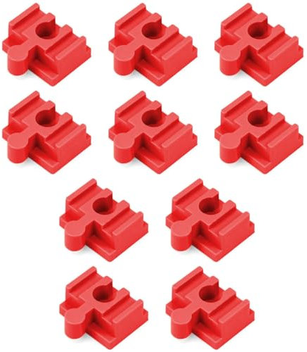 GXGM 10-Teiliges Set Track Connectors Für Brio Duplo Systemverbinder, 4 * 3.2 * 1.9Cm Kompatibler Adapter Gleisverbinder, Universell Kombiniert Beide Systeme Miteinander, Schienenverbinder(Rot,B)