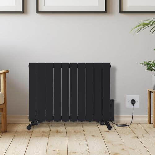 Warmehaus 1800W Electric Oil Filled Radiator 24/7 Day Timer and Thermostat Wall Mounted/Freestanding, Plug in Electric Heater Smart WiFi Low Energy Portable with Child Lock Black