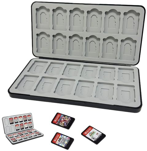 vcsjw Game Card Aufbewahrungsbox,Spiele Aufbewahrung Für Switch,Weiches Silikon Futter,Game Card Aufbewahrungsbox Für Nintendo Switch Mit 24 Game Card Slots Und 24 Micro Sd Card Slots