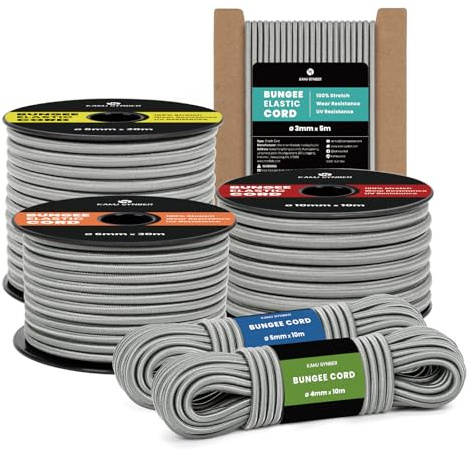 Kamu Synber Gummiseil 10mm x 10m Expanderseil Spanngummi Gummischnur | 100% Dehnung, UV Beständig, Wetterfest, Anhänger, Sonnensegel, Plane, Marinequalität, Vielseitig, Kajak, Spanngurte, Camping