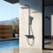 EMKE Colonne de douche thermostatique avec douche de pluie et douche manuelle, 1142 x 303 x 460 mm, anthracite mat, set de douche avec étagère en verre, hauteur réglable 812-1142 mm, fonction 3 en 1