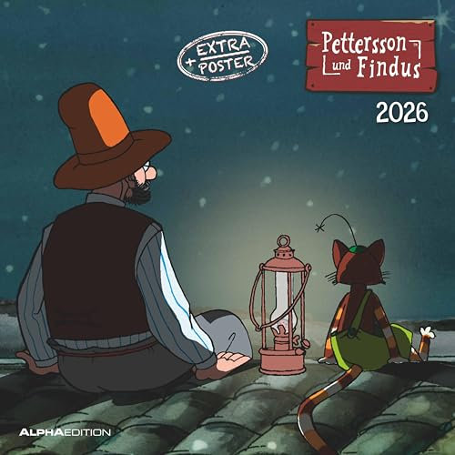 Alpha Edition - Pettersson und Findus Kalender 2026 – Wandkalender 30×30 cm mit Illustrationen & Platz für Notizen, Broschürenkalender inkl. Poster, ... für Kinder & Fans: Kinderkalender teNeues