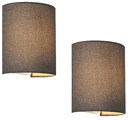 lux.pro Wandleuchte Brüssel 2er Set Wandlampe innen E27 Wandbeleuchtung Wohnzimmer Wandstrahler Flur Leinen halbrund Grau