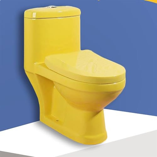 SaryEdge Stummschalttoilette für Kinder, Superintelligente Toilette, Bidet-Toilette aus kreativer Keramik, Einteilige Toilette mit Doppelspülung, Moderne Siphon-Toilette(Gelb-500x290x530mm