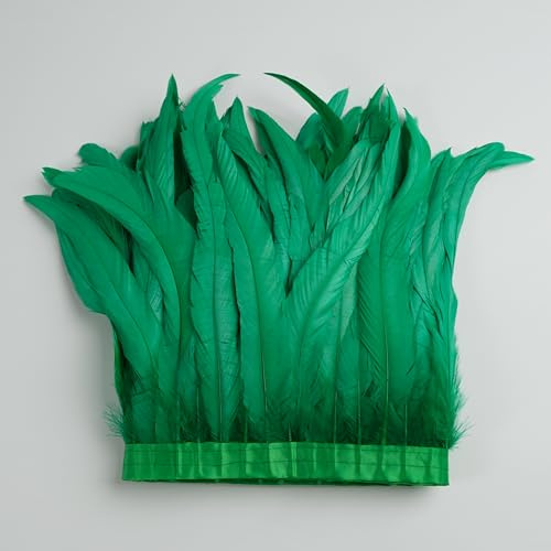 LONDGEN Flecos de plumas de cola de gallo de 25,4 a 30,5 cm de largo para manualidades de costura, actuaciones escénicas, decoración de fiestas temáticas (verde oscuro)